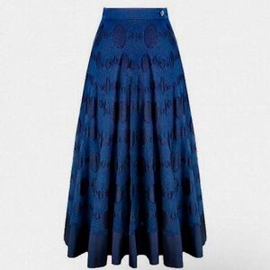 Chanel Navy Blue  Jacquard A Line Midi Skirt